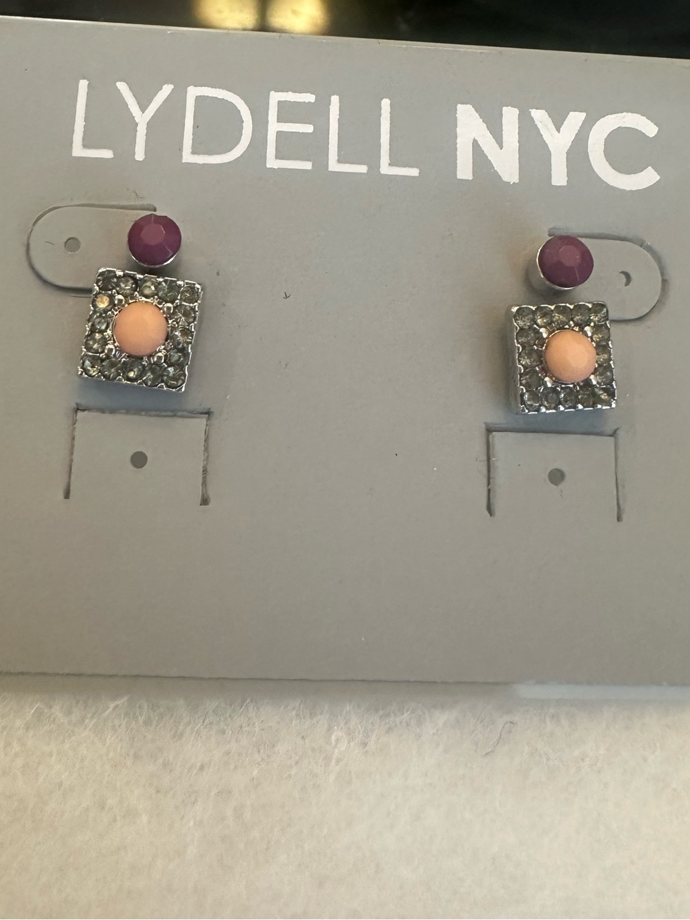 NWT Lydell NYC Pink & Smokey Gray Teardrop Drop Earrings